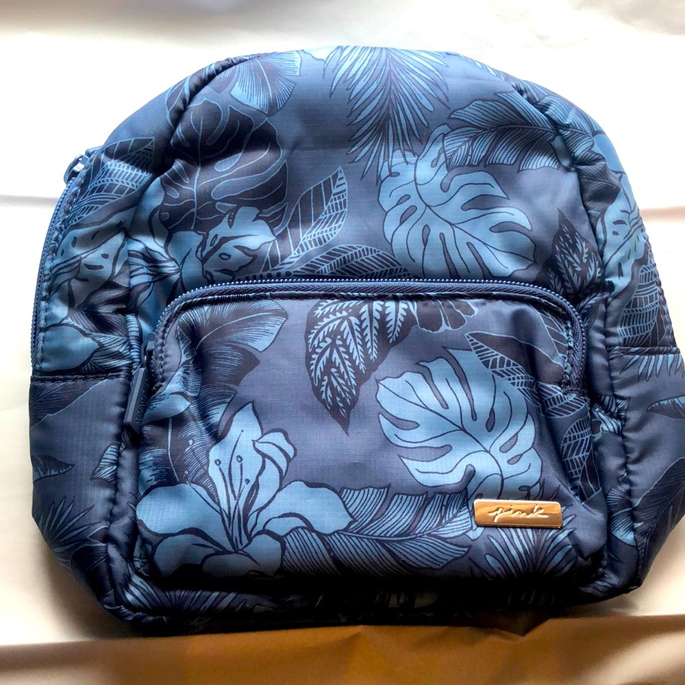 NWT PINK Victoria Secret mini backpack. Blue palm leaf design. Tropical 🏝️